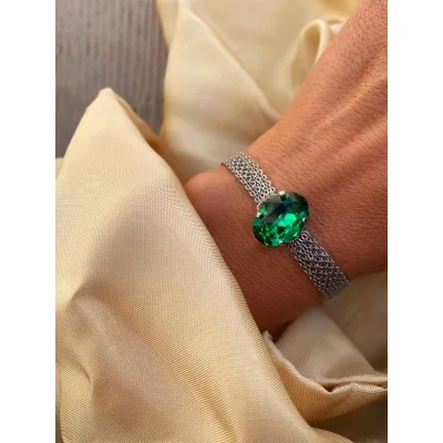 Veronica - Βραχιόλι με Κρύσταλλο Swarovski Majestic Green