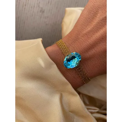 Veronica - Βραχιόλι με Κρύσταλλο Swarovski Light Turquoise