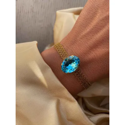 Veronica - Βραχιόλι με Κρύσταλλο Swarovski Light Turquoise