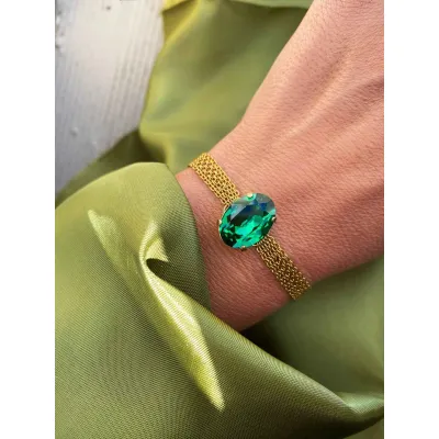 Veronica - Βραχιόλι με Κρύσταλλο Swarovski Majestic Green
