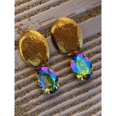 Veronica - Σφυρήλατα Σκουλαρίκια με Κρύσταλλο Swarovski Paradise Shine