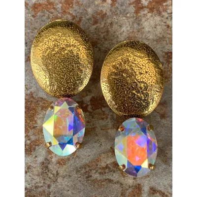 Veronica - Σφυρήλατα Σκουλαρίκια με Κρύσταλλο Swarovski Iridescent