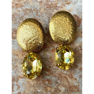 Veronica - Σφυρήλατα Σκουλαρίκια με Κρύσταλλο Swarovski Jonquil