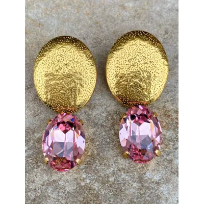 Veronica - Σφυρήλατα Σκουλαρίκια με Κρύσταλλο Swarovski Light Rose