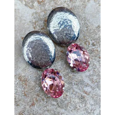Veronica - Σφυρήλατα Σκουλαρίκια με Κρύσταλλο Swarovski Light Rose