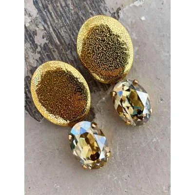 Veronica - Σφυρήλατα Σκουλαρίκια με Κρύσταλλο Swarovski Bronze
