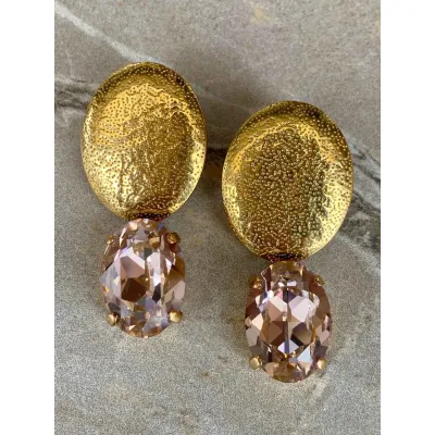 Veronica - Σφυρήλατα Σκουλαρίκια με Κρύσταλλο Swarovski Vintage Rose