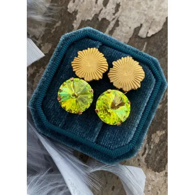 Maribella - Σκουλαρίκια με Κρύσταλλα Swarovski Citrus Green