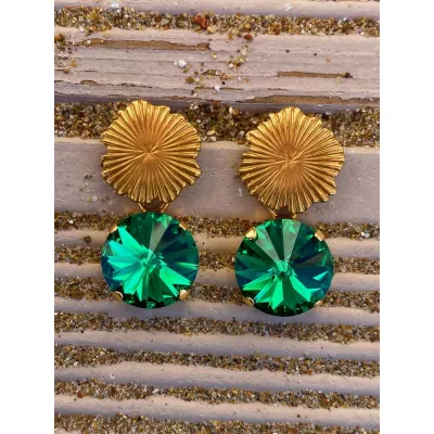 Maribella - Σκουλαρίκια με Κρύσταλλα Swarovski Majestic Green