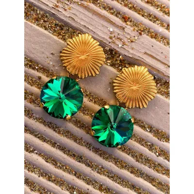Maribella - Σκουλαρίκια με Κρύσταλλα Swarovski Majestic Green