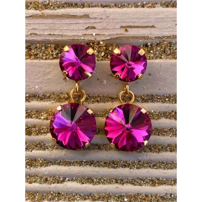 Alysia - Σκουλαρίκια Με Κρύσταλλα Swarovski Fuchsia