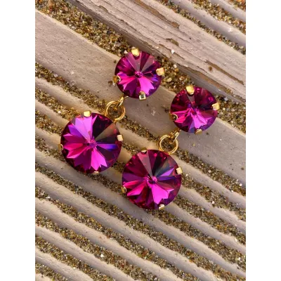 Alysia - Σκουλαρίκια Με Κρύσταλλα Swarovski Fuchsia