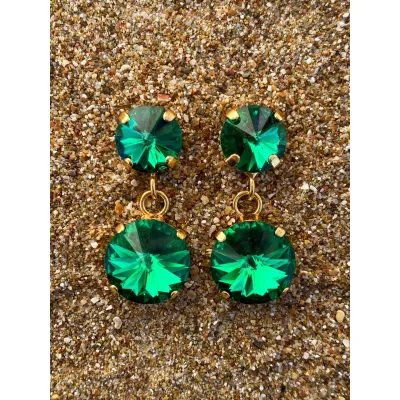 Alysia - Σκουλαρίκια Με Κρύσταλλα Swarovski Majestic Green