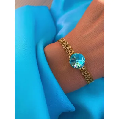Victoria - Βραχιόλι με Κρύσταλλο Swarovski - Light Turquoise