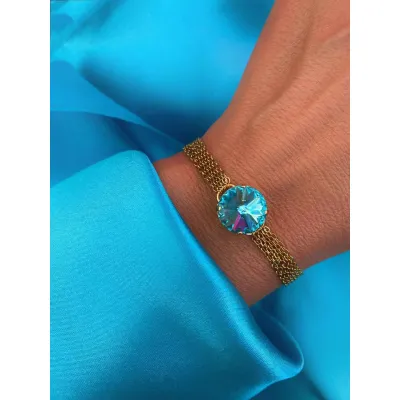 Victoria - Βραχιόλι με Κρύσταλλο Swarovski - Light Turquoise