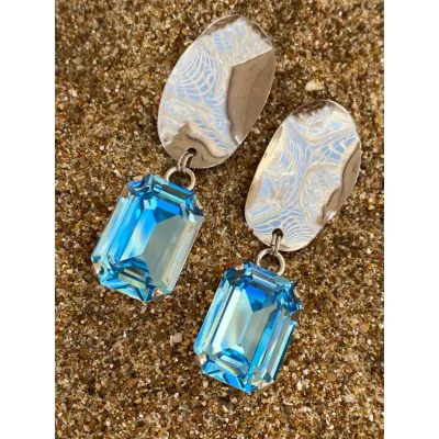 Vindemia Wavy - Σκουλαρίκια με Κρύσταλλα Swarovski Aquamarine