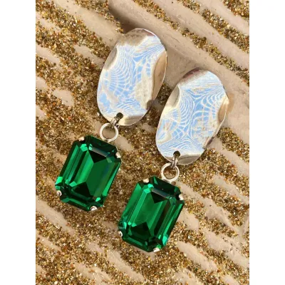 Vindemia Wavy - Σκουλαρίκια με Κρύσταλλα Swarovski Majestic Green
