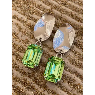 Vindemia Wavy - Σκουλαρίκια με Κρύσταλλα Swarovski Peridot