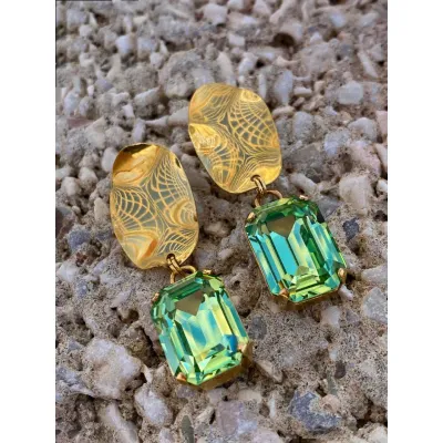 Vindemia Wavy - Σκουλαρίκια με Κρύσταλλα Swarovski Peridot