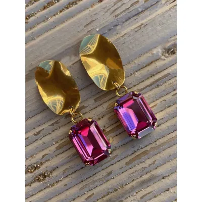 Vindemia Wavy - Σκουλαρίκια με Κρύσταλλα Swarovski Dark Rose