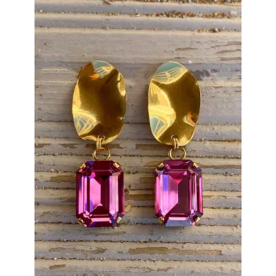 Vindemia Wavy - Σκουλαρίκια με Κρύσταλλα Swarovski Dark Rose