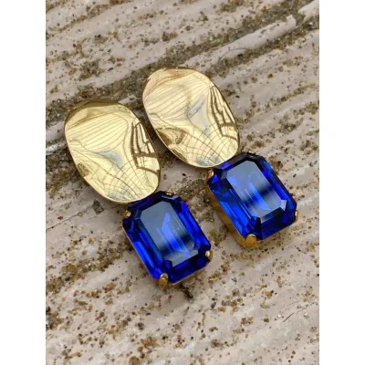 Vindemia Wavy - Σκουλαρίκια με Κρύσταλλα Swarovski Majestic Blue