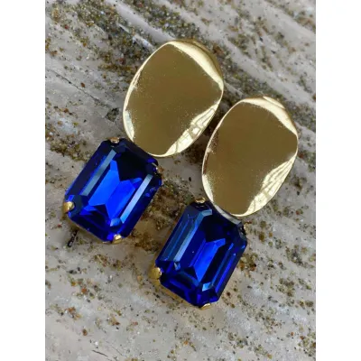Vindemia Wavy - Σκουλαρίκια με Κρύσταλλα Swarovski Majestic Blue