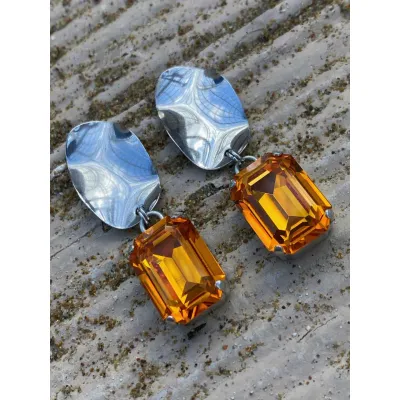 Vindemia Wavy - Σκουλαρίκια με Κρύσταλλα Swarovski Dark Orange
