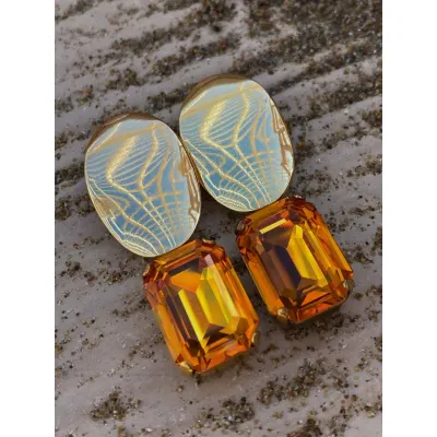 Vindemia Wavy - Σκουλαρίκια με Κρύσταλλα Swarovski Dark Orange