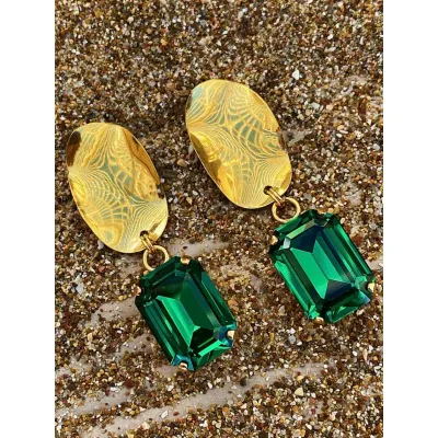 Vindemia Wavy - Σκουλαρίκια με Κρύσταλλα Swarovski Majestic Green