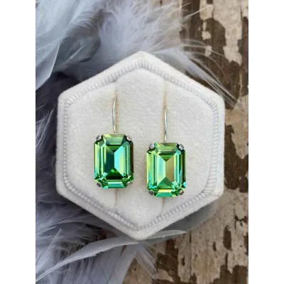 Vindemia Mini - Σκουλαρίκια Κρεμαστά με Κρύσταλλα Swarovski Peridot