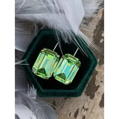 Vindemia - Σκουλαρίκια Κρεμαστά με Κρύσταλλα Swarovski Peridot