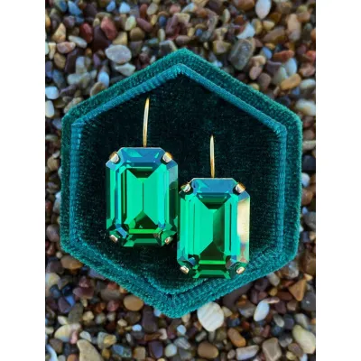 Vindemia - Σκουλαρίκια Κρεμαστά με Κρύσταλλα Swarovski Majestic Green
