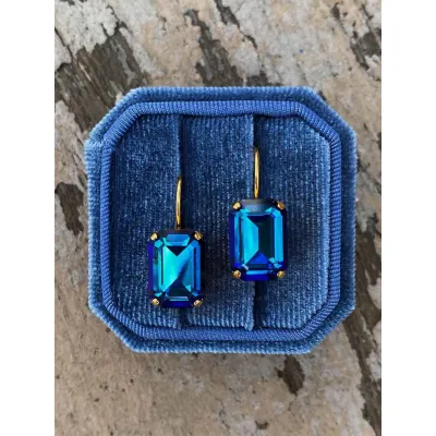 Vindemia Mini - Σκουλαρίκια Κρεμαστά με Κρύσταλλα Swarovski Bermuda Blue