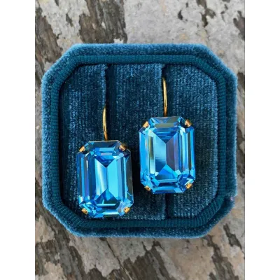 Vindemia - Σκουλαρίκια Κρεμαστά με Κρύσταλλα Swarovski Aquamarine