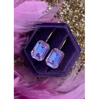 Vindemia Mini - Σκουλαρίκια Κρεμαστά με Κρύσταλλα Swarovski Violet