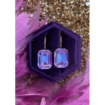 Vindemia Mini - Σκουλαρίκια Κρεμαστά με Κρύσταλλα Swarovski Violet