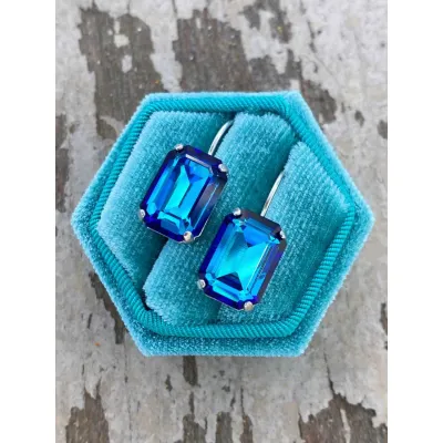 Vindemia Mini - Σκουλαρίκια Κρεμαστά με Κρύσταλλα Swarovski Bermuda Blue