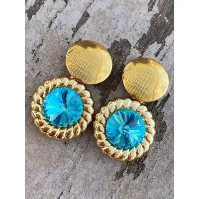 Genevieve - Vintage / Σκουλαρίκια με Κρύσταλλα Swarovski Light Turquoise