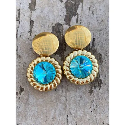 Genevieve - Vintage / Σκουλαρίκια με Κρύσταλλα Swarovski Light Turquoise