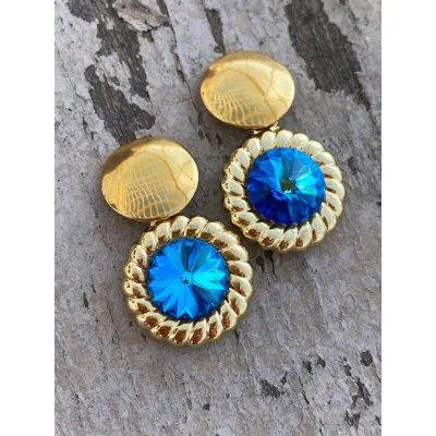 Genevieve - Vintage Σκουλαρίκια με Κρύσταλλα Swarovski Bermuda Blue