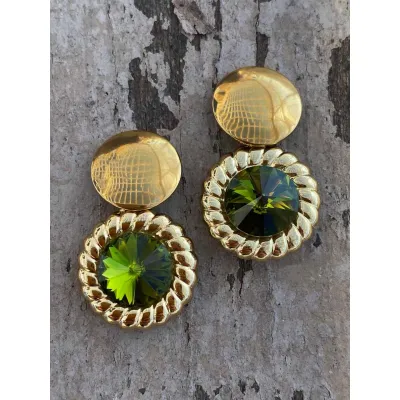Genevieve - Vintage Σκουλαρίκια με Κρύσταλλα Swarovski Olivine