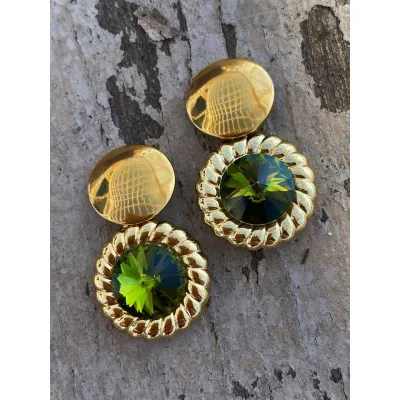 Genevieve - Vintage Σκουλαρίκια με Κρύσταλλα Swarovski Olivine