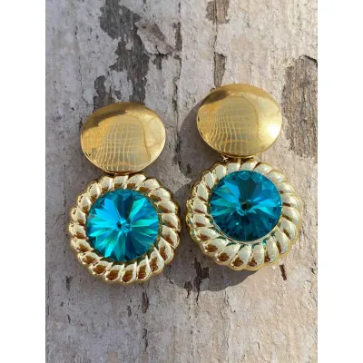 Genevieve - Vintage Σκουλαρίκια με Κρύσταλλα Swarovski Blue Zircon