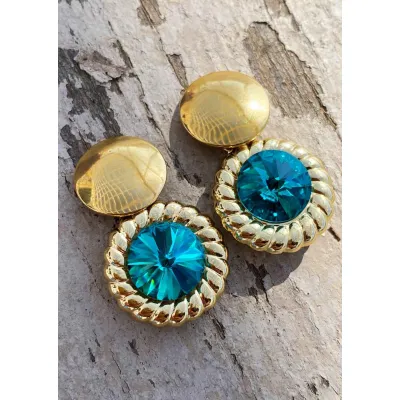 Genevieve - Vintage Σκουλαρίκια με Κρύσταλλα Swarovski Blue Zircon
