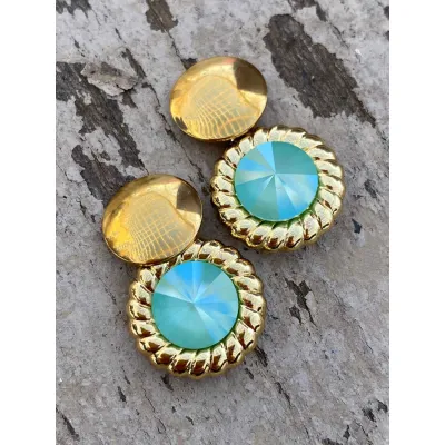 Genevieve - Vintage Σκουλαρίκια με Κρύσταλλα Swarovski Mint Green