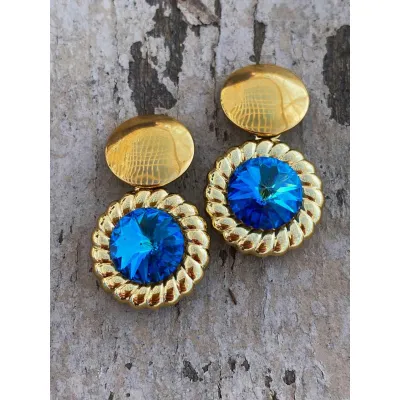 Genevieve - Vintage Σκουλαρίκια με Κρύσταλλα Swarovski Bermuda Blue