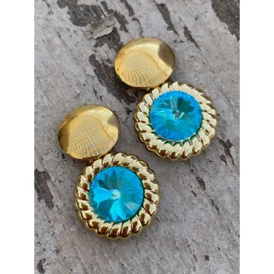 Genevieve - Vintage Σκουλαρίκια με Κρύσταλλα Swarovski Laguna Delite