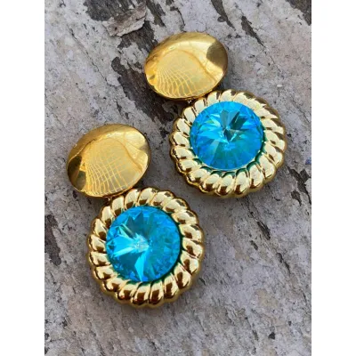 Genevieve - Vintage Σκουλαρίκια με Κρύσταλλα Swarovski Laguna Delite