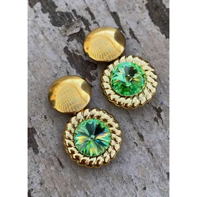 Genevieve - Vintage Σκουλαρίκια με Κρύσταλλα Swarovski Peridot